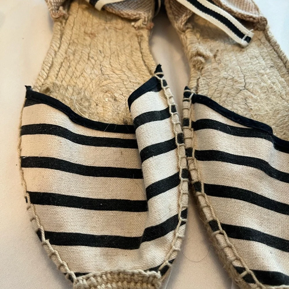 Soludos Black and White Striped Espadrilles - size 9 women’s strappy - Picture 7 of 11